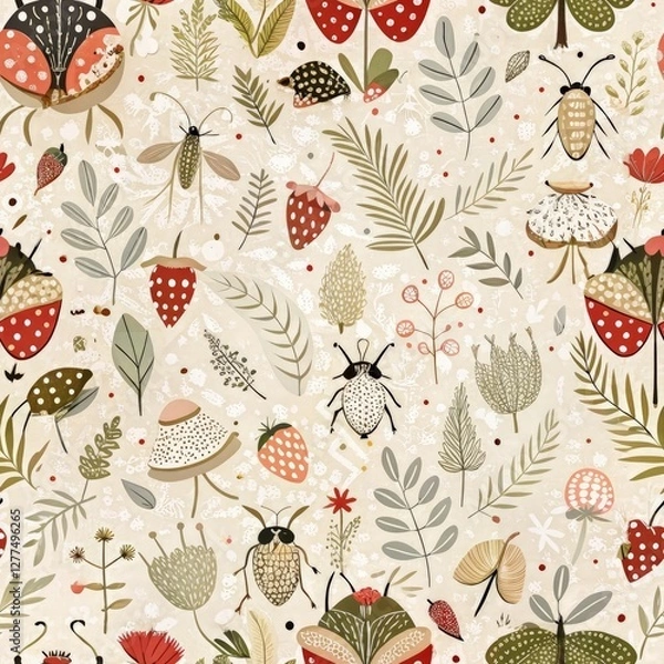 Fototapeta seamless pattern with flowers. Generative AI