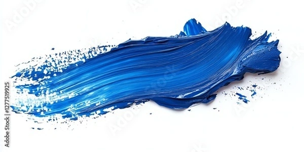 Fototapeta A vibrant blue light paint stroke isolated on a white background. Perfect for abstract art, creative designs, and modern projects. Minimalist and striking.