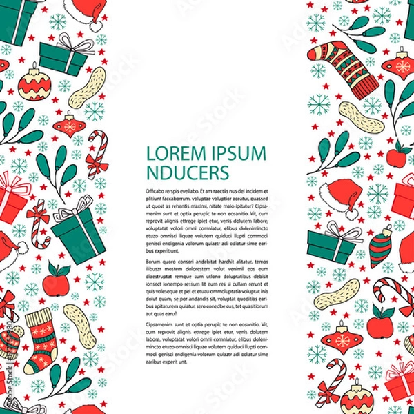 Obraz Christmas flyer template with hand drawn elements