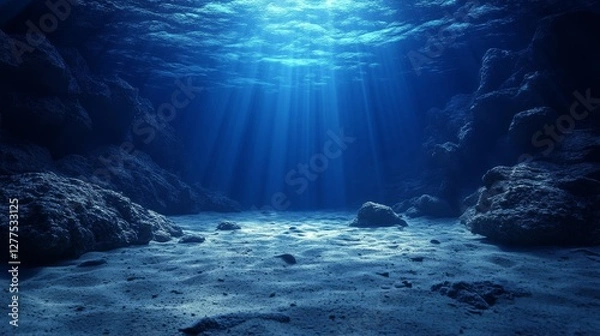 Fototapeta A captivating 3D render depicting the underwater abyss.