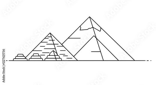 Fototapeta Ancient Echoes: Minimalist line art of the iconic pyramids of Egypt, evoking a sense of timeless history and architectural wonder.