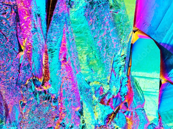Fototapeta Ekstremalnie ostry, tytanowy, tęczowy, aura, kryształ kwarcowy, szczegół, wykonany z obiektywu makro, złożony z wielu ujęć w jeden bardzo ostry obraz.