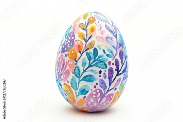 Fototapeta A beautifully hand-painted decorative egg featuring vibrant floral patterns, perfect for celebrating spring and festive occasions.