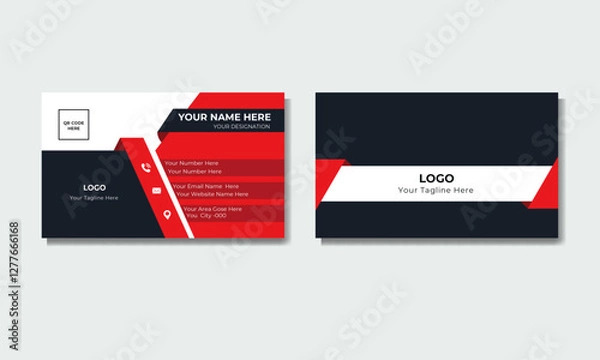 Obraz Modern and minimalist creative individual of business card ,red and black color set of visiting card design template.