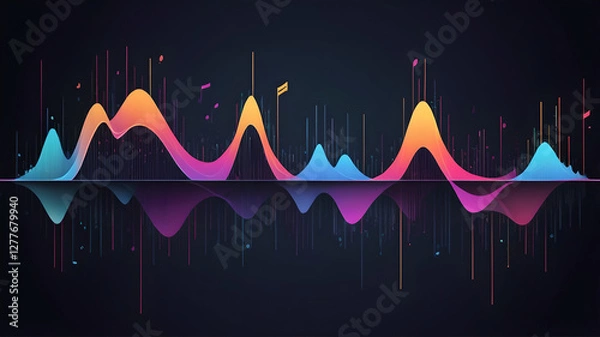 Fototapeta Abstract background of frequency waves with modern gradient colors 