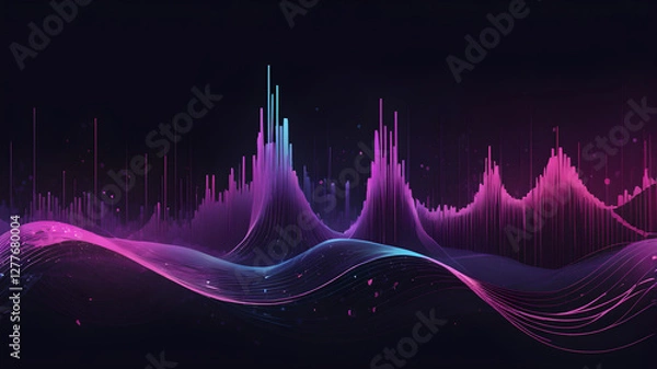 Fototapeta Abstract background of frequency waves with modern gradient colors 