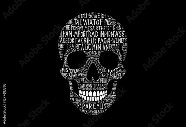 Fototapeta Mysterious Skull Typography Art - Bold and Dark Illustration for Modern Aesthetic