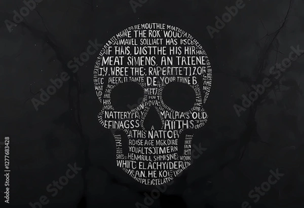 Fototapeta Mysterious Skull Typography Art - Bold and Dark Illustration for Modern Aesthetic