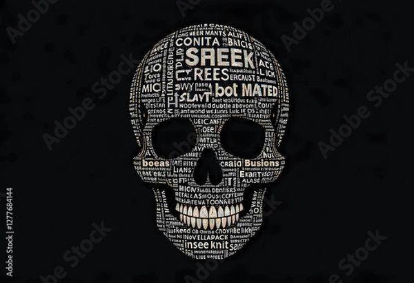 Fototapeta Mysterious Skull Typography Art - Bold and Dark Illustration for Modern Aesthetic