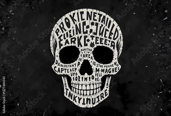 Fototapeta Mysterious Skull Typography Art - Bold and Dark Illustration for Modern Aesthetic