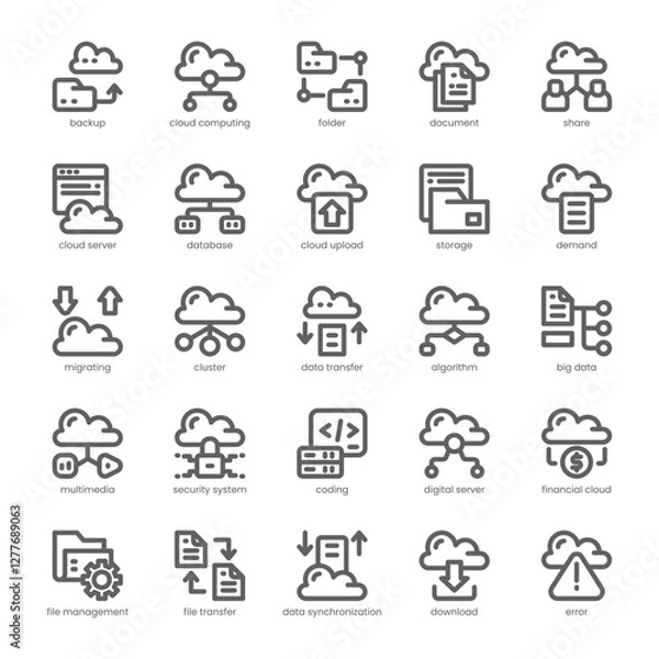 Fototapeta Cloud Storage Icon pack for your website, mobile, presentation, and logo design. Cloud Storage Icon outline design. Vector graphics illustration and editable stroke.