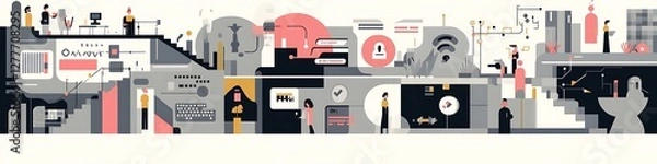 Fototapeta Abstract illustration depicting a modern workplace environment