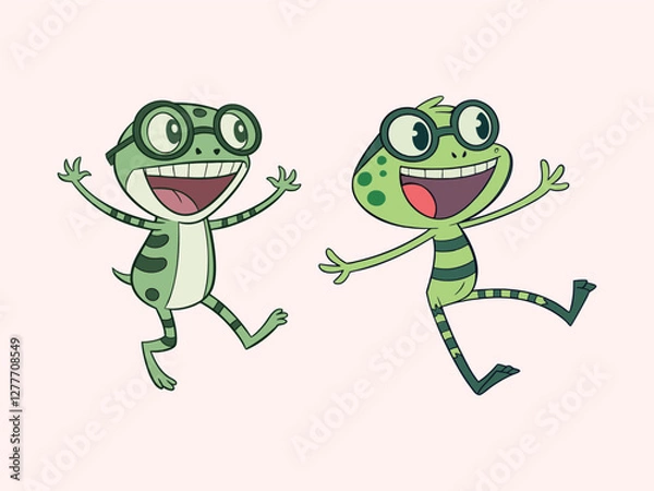 Fototapeta A cartoon frog character sporting sunglasses illustration
