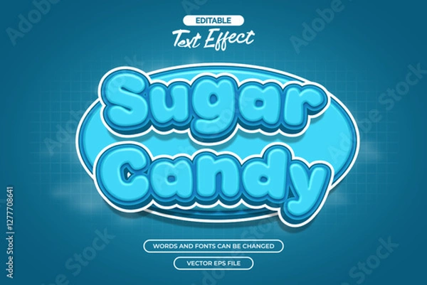 Obraz Sugar candy editable text effect with cloud background and blue background