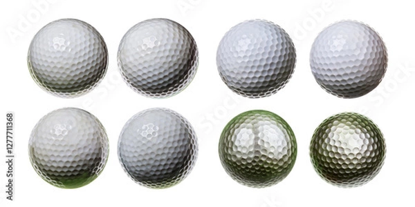 Fototapeta Collection of Golf Balls in Different Angles and Perspectives, isolated on transparent background
