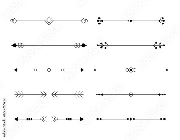 Fototapeta Hand Drawn Divider, Floral Borders Vector. Doodle dividers hand drawn line borders vector image Doodle Dividers Hand Drawn Line Borders Wedding Decoration Elements.