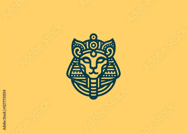 Obraz A lion-headed Egyptian goddess with a sun disk, symbolizing strength and protection.