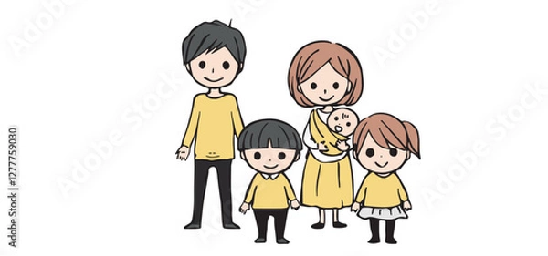 Fototapeta 家族の全身イラストのセット
