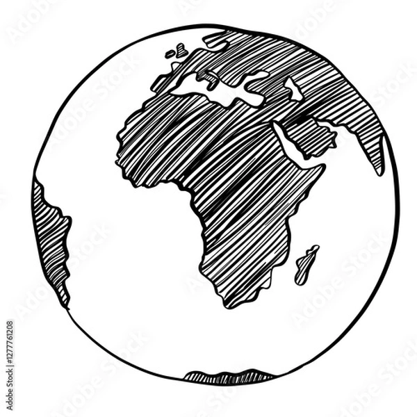 Fototapeta World globe map outline drawing