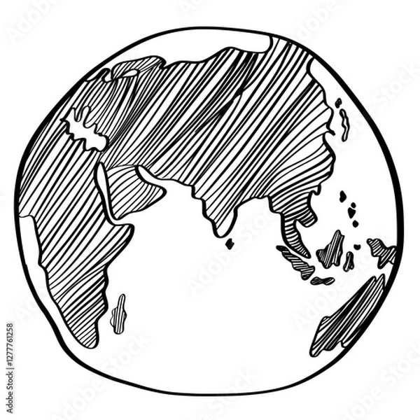 Fototapeta World globe map outline drawing