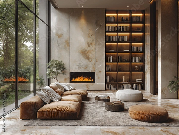 Fototapeta Modern Interiors with Mocha Mousse Tone