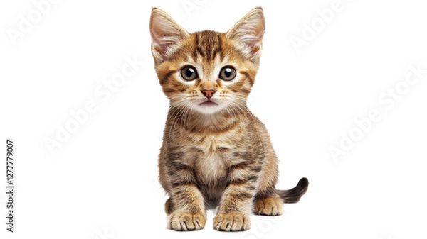 Obraz Curious kitten sitting on a white background