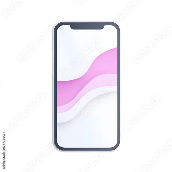 Fototapeta Modern smartphone with abstract pink and white background design