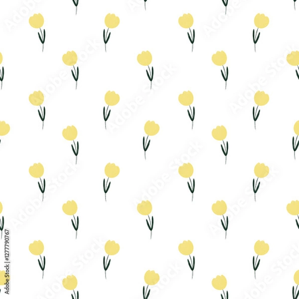 Fototapeta seamless pattern with yellow tulips 
