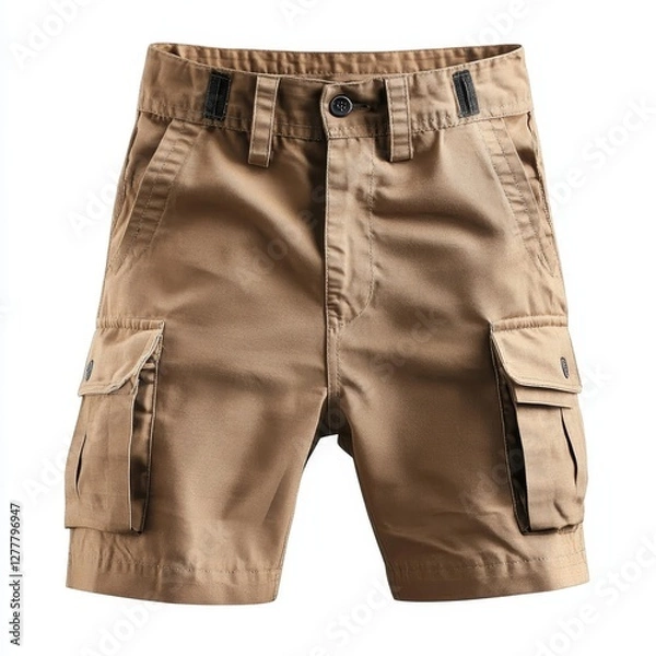 Obraz Cargo pants in khaki color featuring multiple utility pockets on for versatile style and functionality