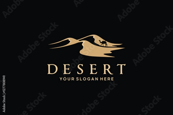 Obraz Vector illustration of desert logo design on black background