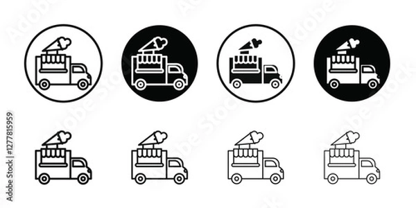 Fototapeta Ice cream van icon Vector flat thin line illustration