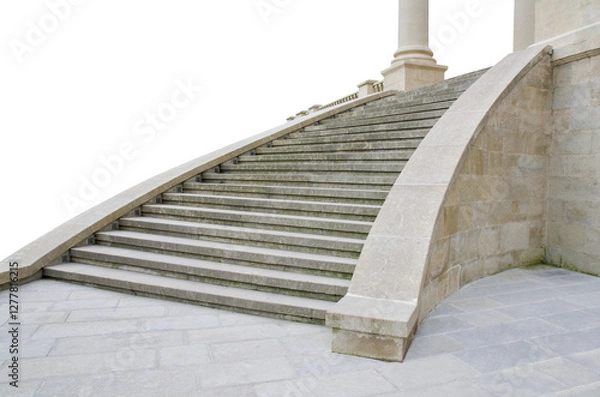 Obraz Gray stone staircase with columns and wall