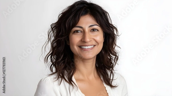 Fototapeta The travel agent smiling, white background, high resolution photography, professional color grading, soft shadows, no contrast, clean sharp focus digital photography. High quality photo