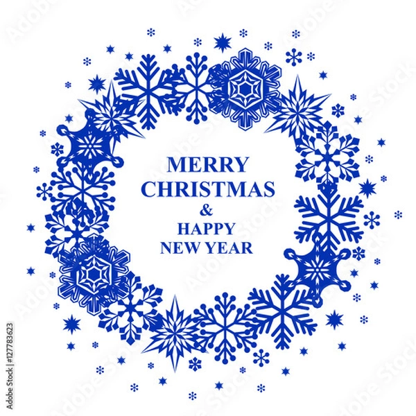 Obraz Christmas snowflakes round card