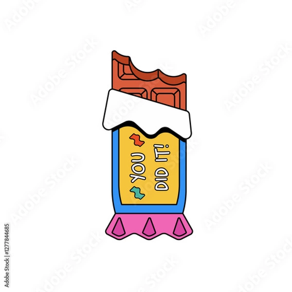 Fototapeta Half-Bitten Chocolate Bar in Sachet - Vector Illustration