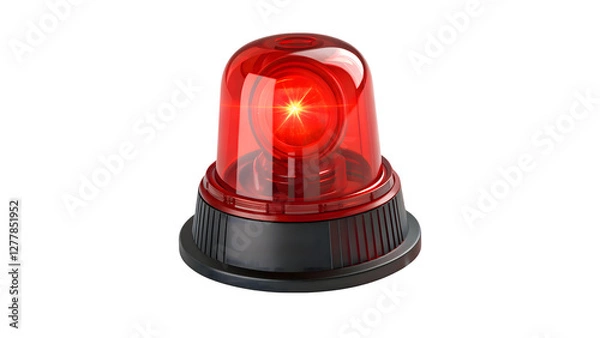 Fototapeta Emergency Red Light Beacon Warning Signal Alert Safety Flashing Light for Website App or Video Project