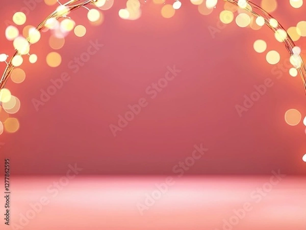 Fototapeta A warm and cozy background with a dreamy, out-of-focus arch of light points at the top, creating a soft and ethereal atmosphere, ideal for romantic, abstract, and inspirational themes.