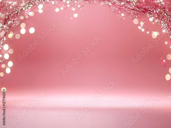 Fototapeta A warm and cozy background with a dreamy, out-of-focus arch of light points at the top, creating a soft and ethereal atmosphere, ideal for romantic, abstract, and inspirational themes.