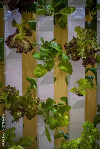 Fototapeta vertical hydroponic gardens, tower hydroponic gardens using pipes