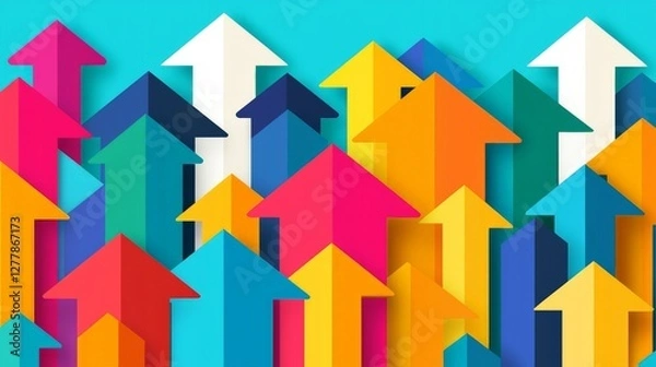Fototapeta a vibrant graphic of upward pointing arrows
