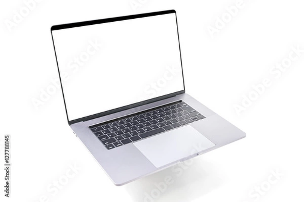Obraz silver laptop front view on white background