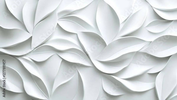 Fototapeta White leaf pattern wall texture background design (1)