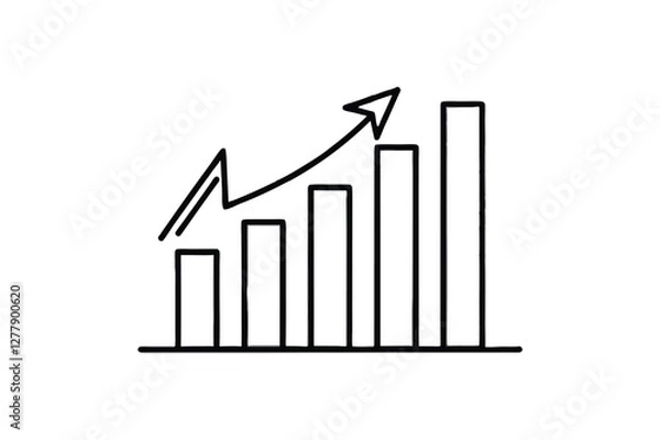 Fototapeta business graph with arrow  line art silhouette with vector Drawing Illustration