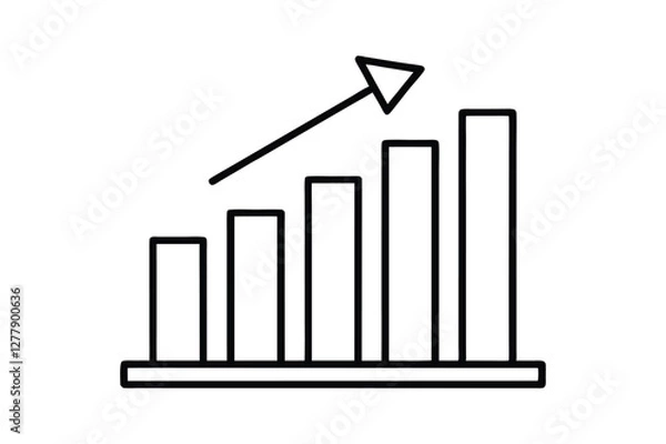 Fototapeta business graph with arrow  line art silhouette with vector Drawing Illustration