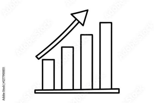 Fototapeta business graph with arrow  line art silhouette with vector Drawing Illustration