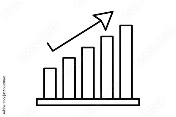 Fototapeta business graph with arrow  line art silhouette with vector Drawing Illustration