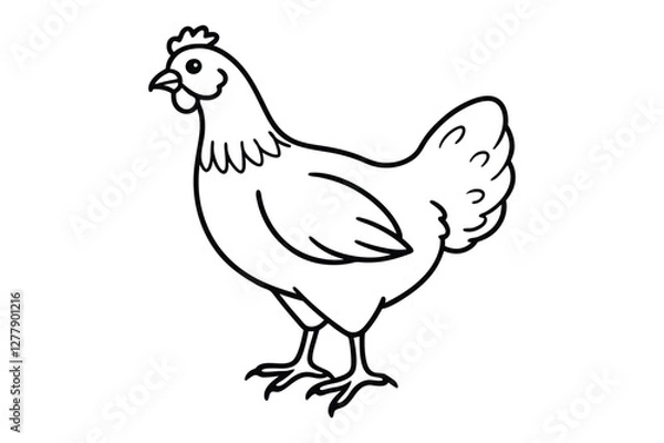 Fototapeta line art chicken silhouette with vector Drawing Illustration