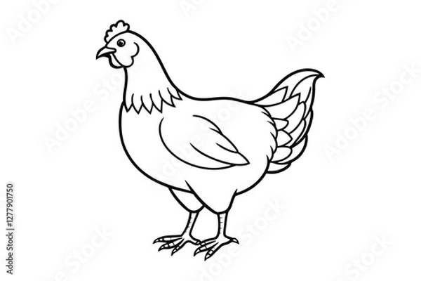 Fototapeta line art chicken silhouette with vector Drawing Illustration