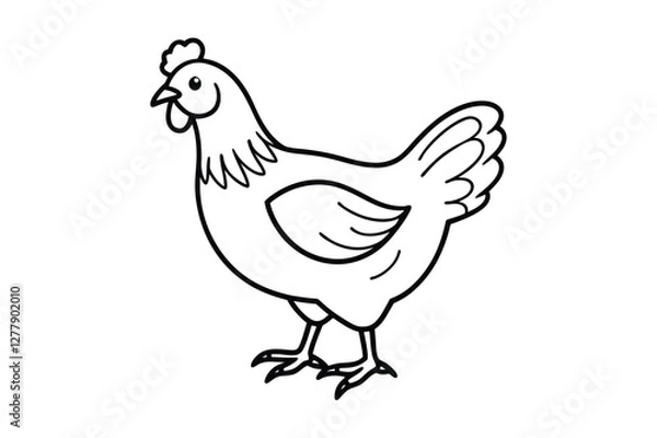Fototapeta line art chicken silhouette with vector Drawing Illustration
