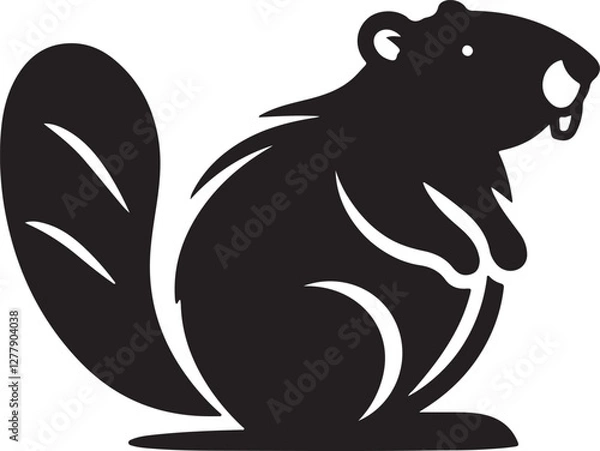Fototapeta A simple Beaver silhouettes vector style with white background.